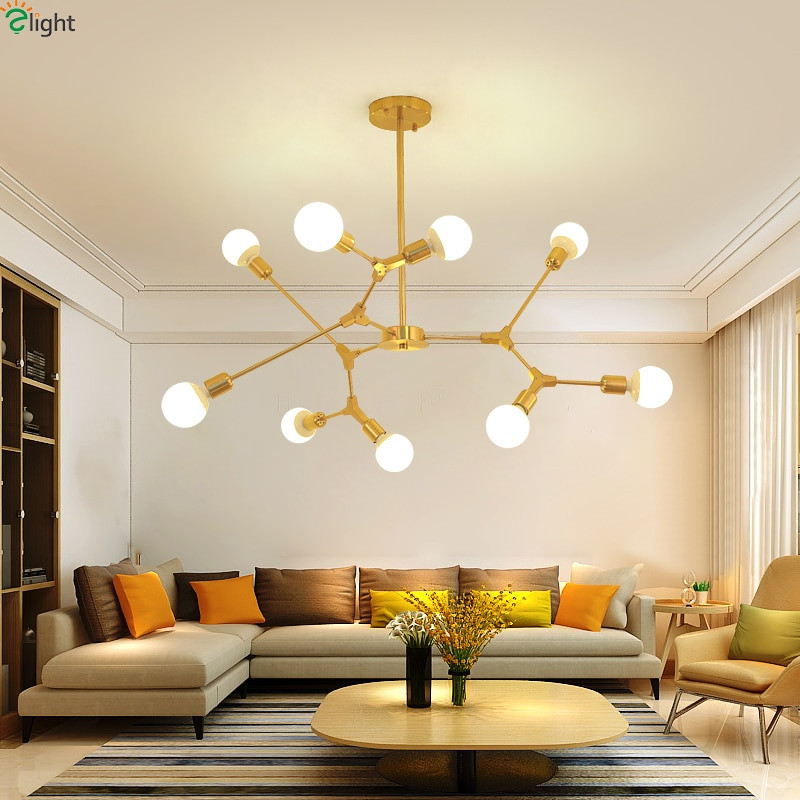 Chandelier Lights For Living Room
 Modern DIY Led Chandeliers Lighting Gold Black Metal