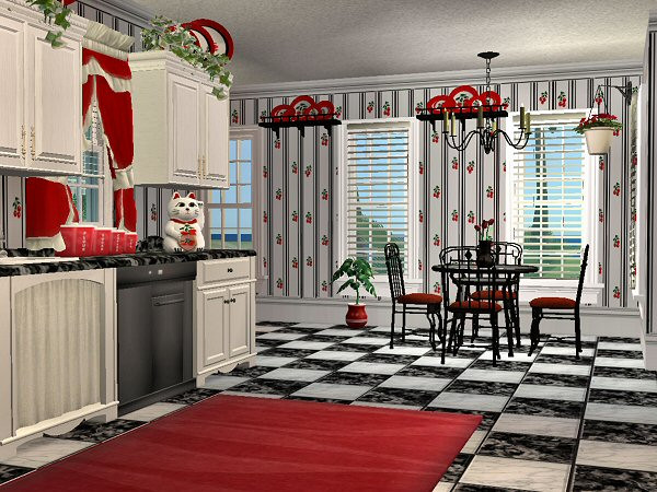 Cherry Kitchen Curtains
 Mod The Sims McAlli s Very Cherry Kitchen