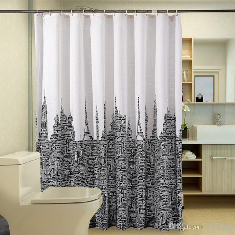 Children'S Bathroom Shower Curtains
 2019 Modern Letters Tower Shower Curtain Bathroom Product