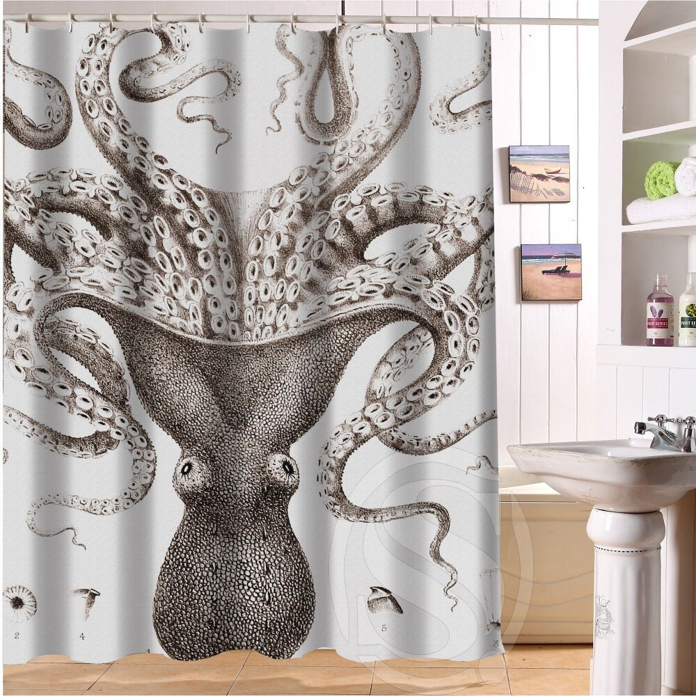Children'S Bathroom Shower Curtains
 Fashion Waterproof Bath Curtains Popular Octopus pirate