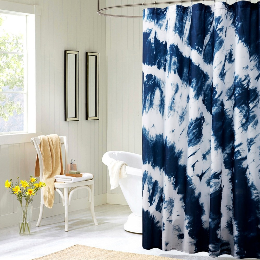 Children'S Bathroom Shower Curtains
 Printed Blue Mediterranean Style Elegant Shower Curtains