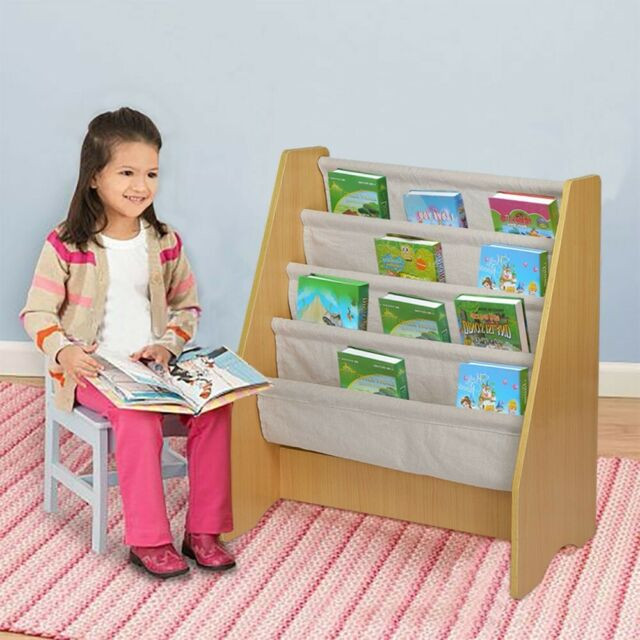 Children'S Book Storage
 Wooden 4 Layer Fabric Sling Bookcase Children s Toy