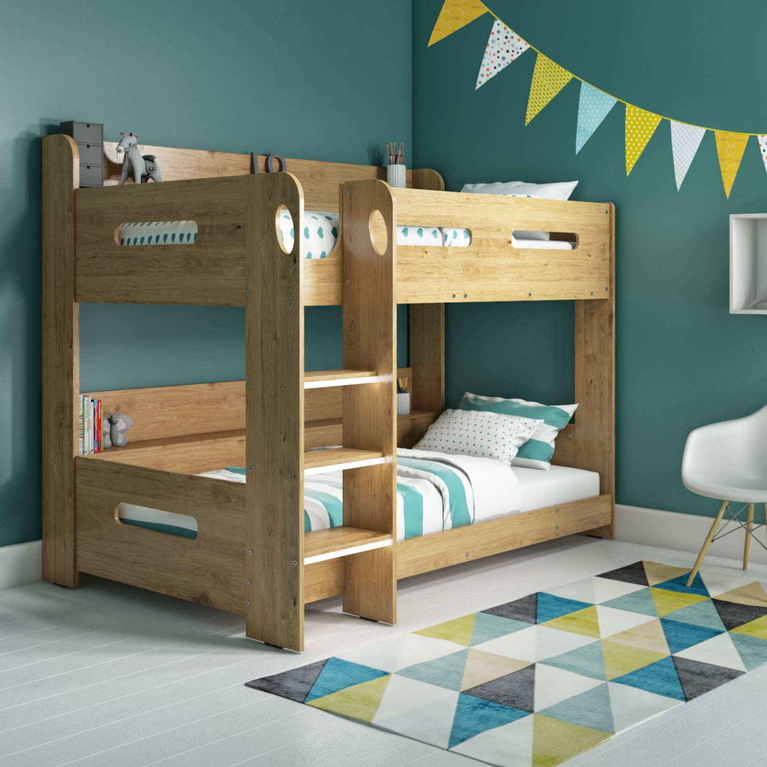 Childrens Bunk Bed With Storage
 Modern Kids Oak Bunk Bed Storage Shelves