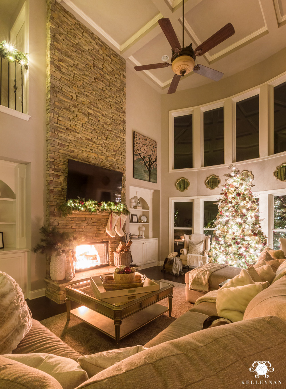 Christmas Lights In Living Room
 Nighttime Christmas Home Tour with Magical Glowing