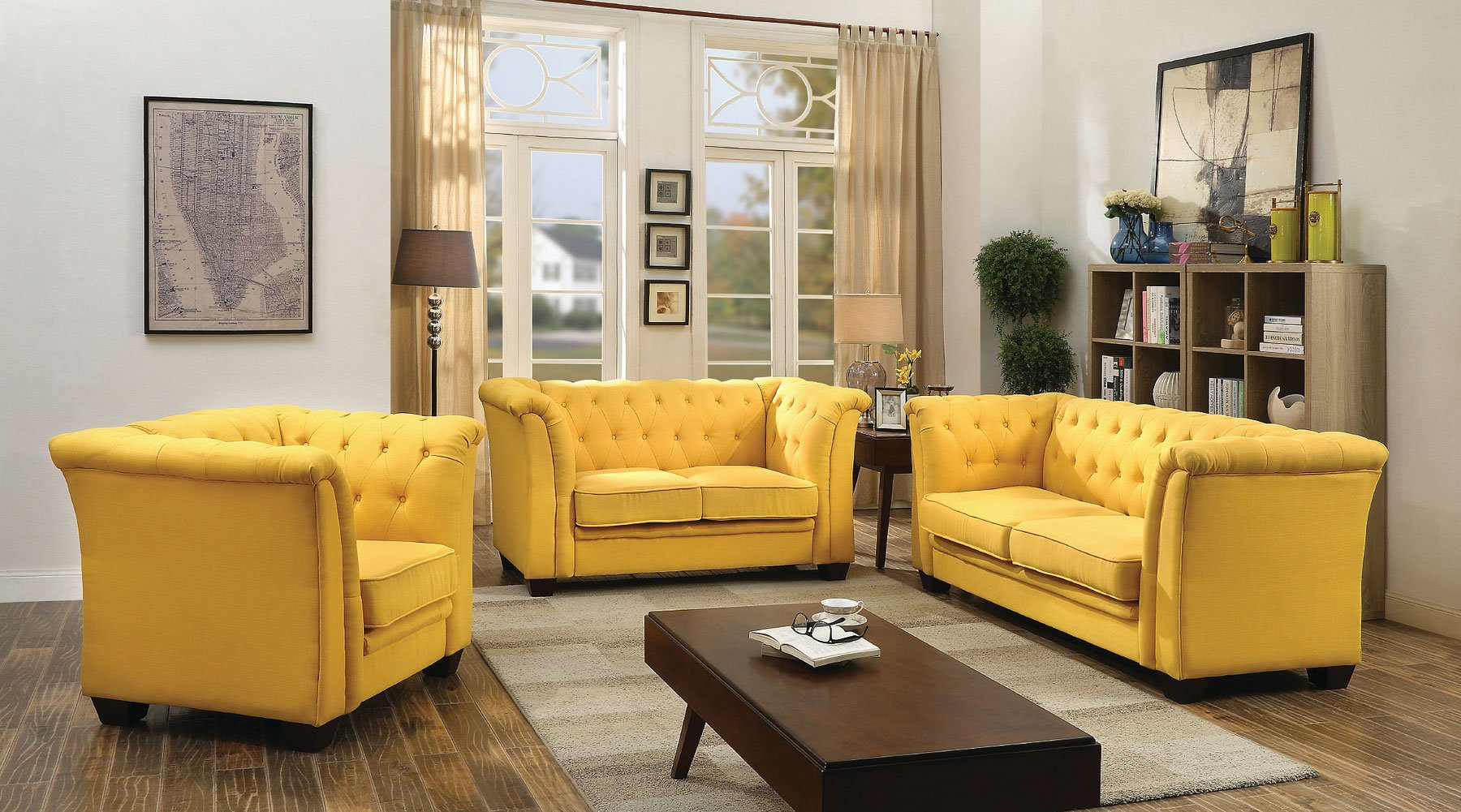 Colorful Living Room Sets
 G322 Tufted Living Room Set Yellow Living Room Sets