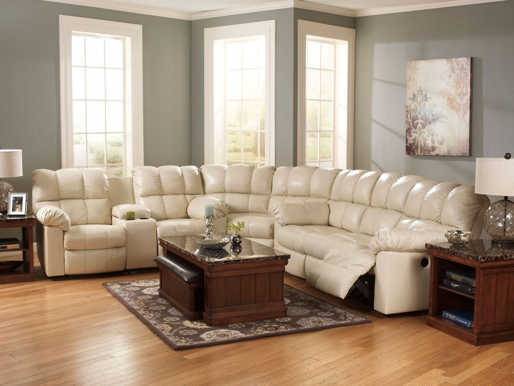 Colorful Living Room Sets
 PLANET 3pcs CREAM GENUINE LEATHER RECLINER SOFA COUCH