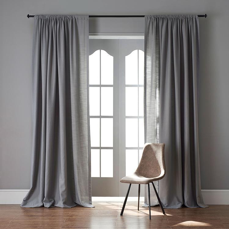 Contemporary Curtains For Living Room
 Modern Dark Brown Color Linen Solid Sheer Curtain Window