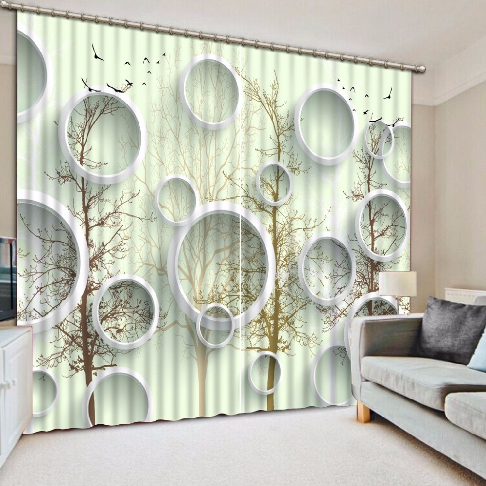 Contemporary Curtains For Living Room
 Modern Bedroom Living Room Curtains circle Printing