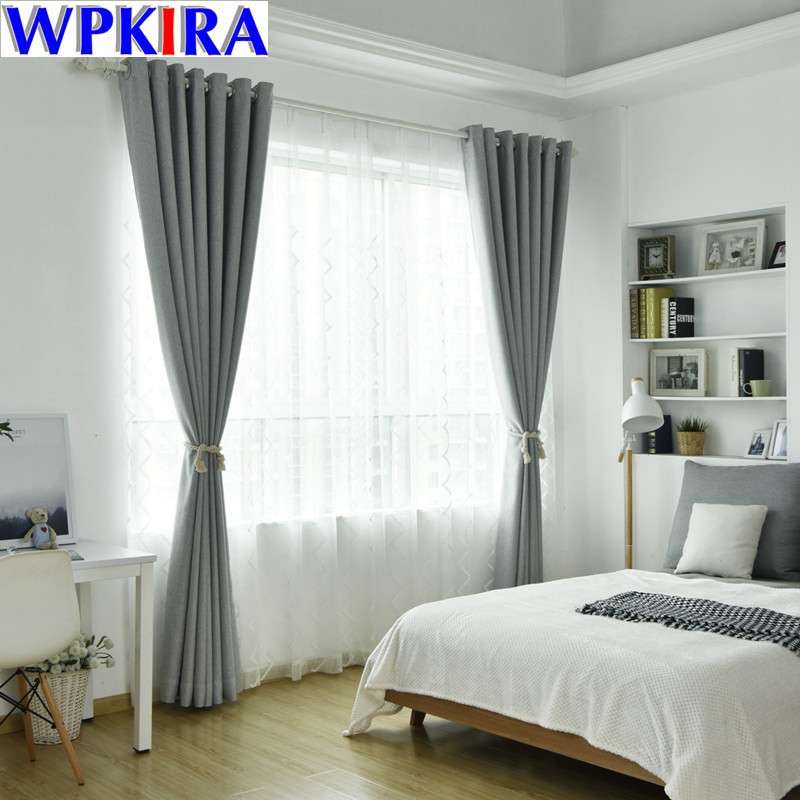 Contemporary Curtains For Living Room
 Modern Solid Thick Curtain Light Grey Cloth for Living