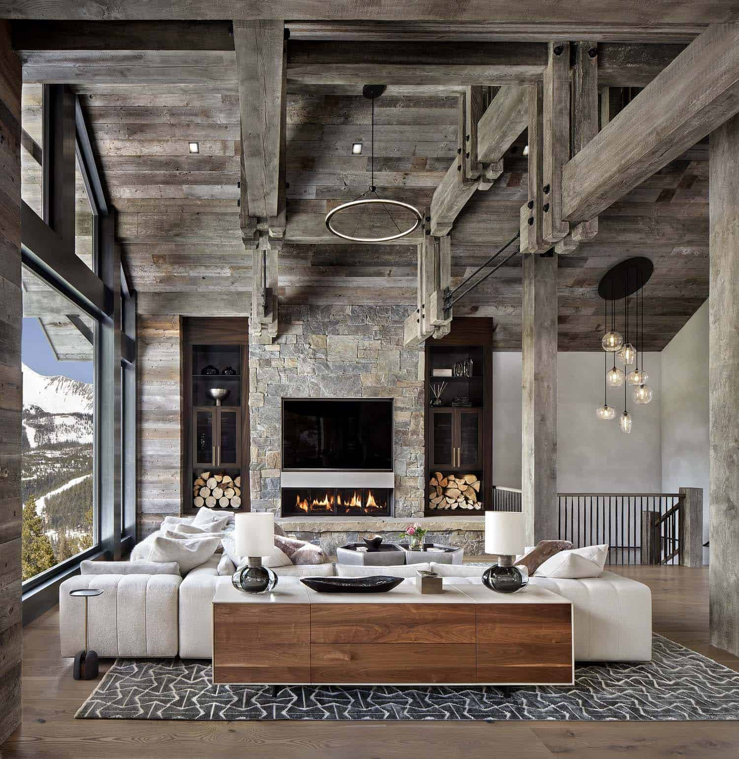 Contemporary Rustic Living Room
 Modern rustic home set amidst the grandeur of the Rocky
