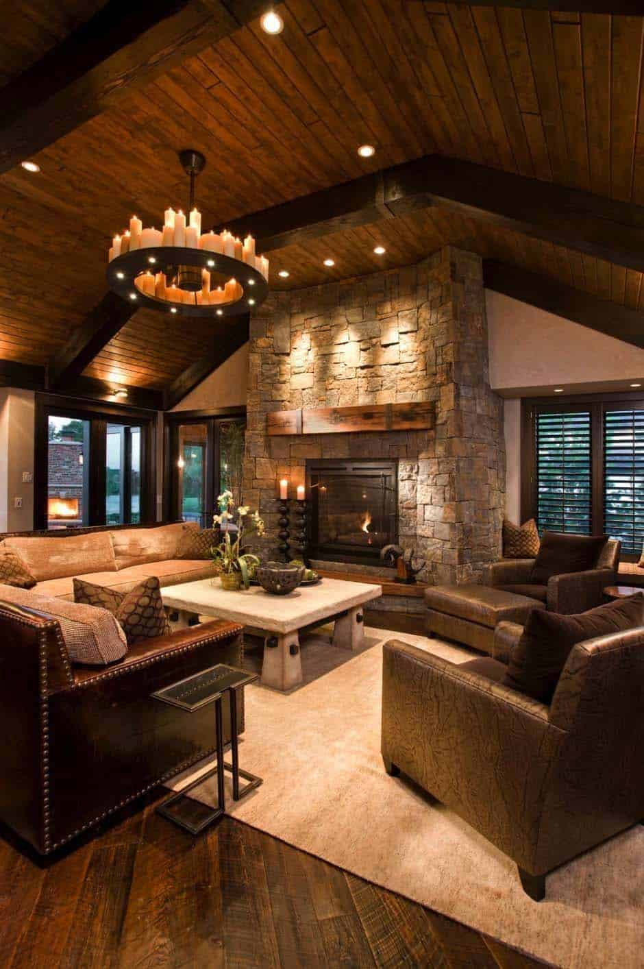 Contemporary Rustic Living Room
 Take a peek inside this stunning modern rustic Minnesota home