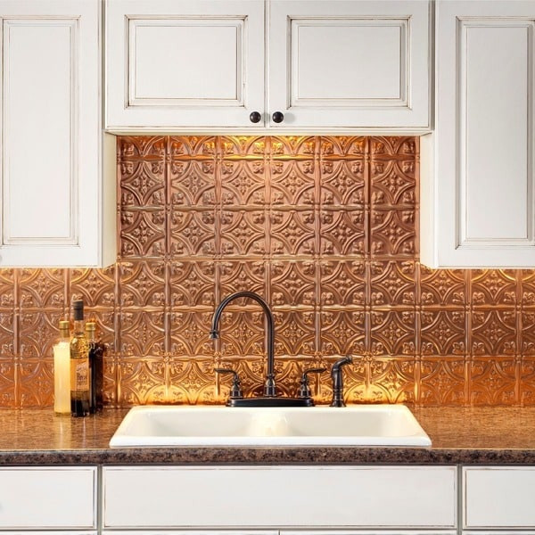 Copper Tile Backsplash For Kitchen
 Shop Fasade Traditional Style 1 Polished Copper