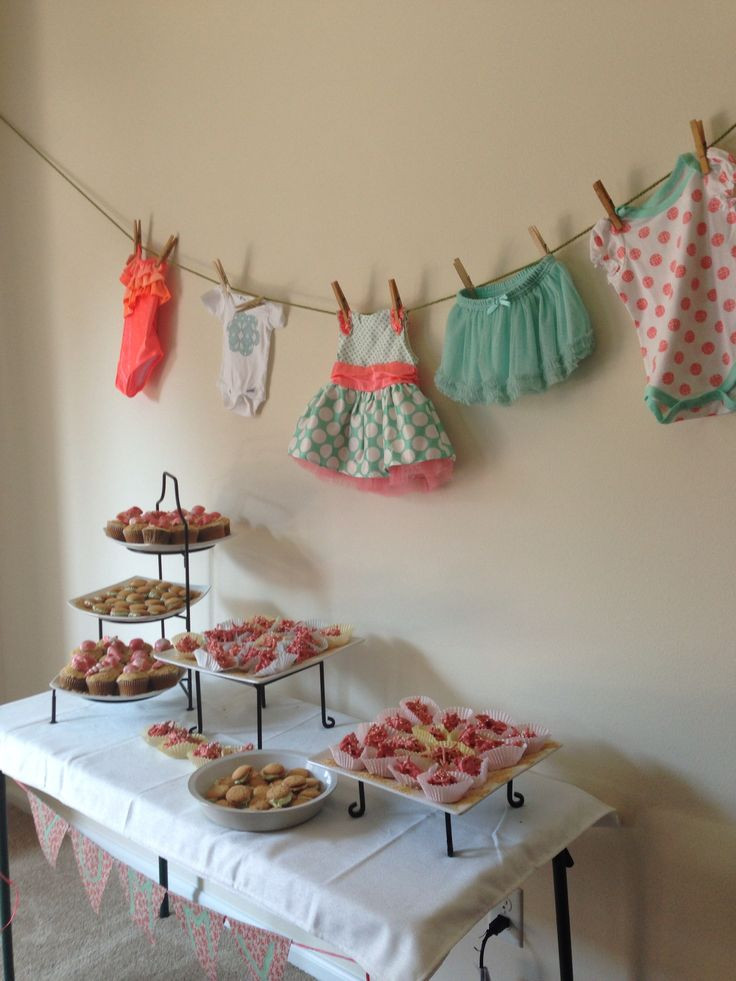 Coral Baby Shower Decor
 Mint & coral baby shower desserts