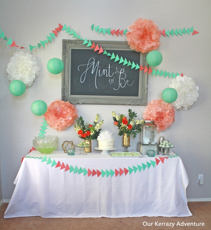 Coral Baby Shower Decor
 Mint To Be Baby Shower Ideas Our Kerrazy Adventure