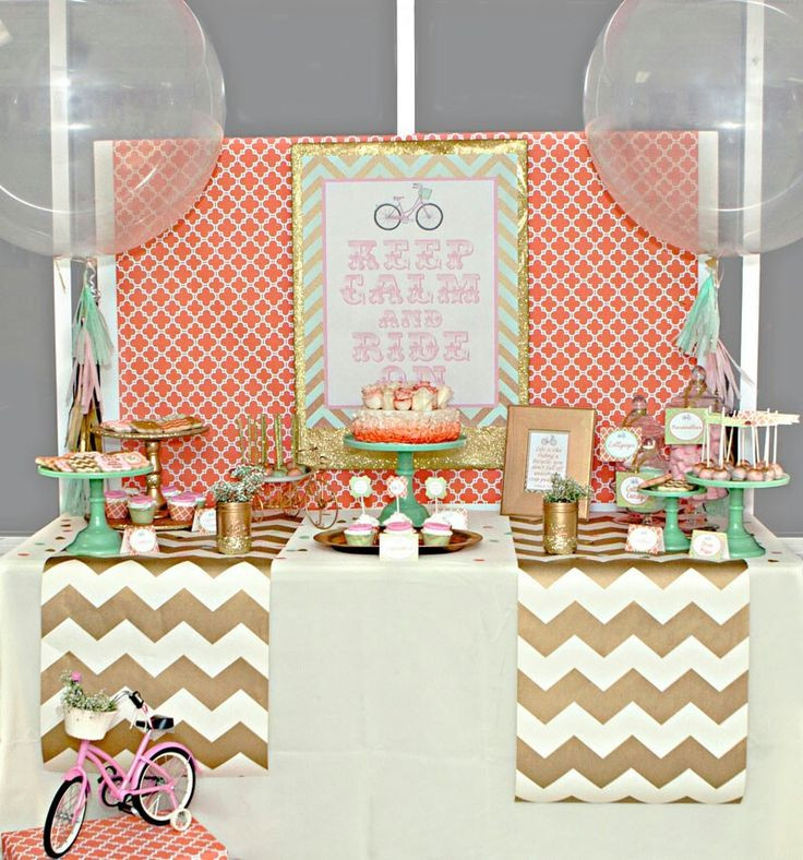 Coral Baby Shower Decor
 Love the color scheme for a girl baby shower ral gold