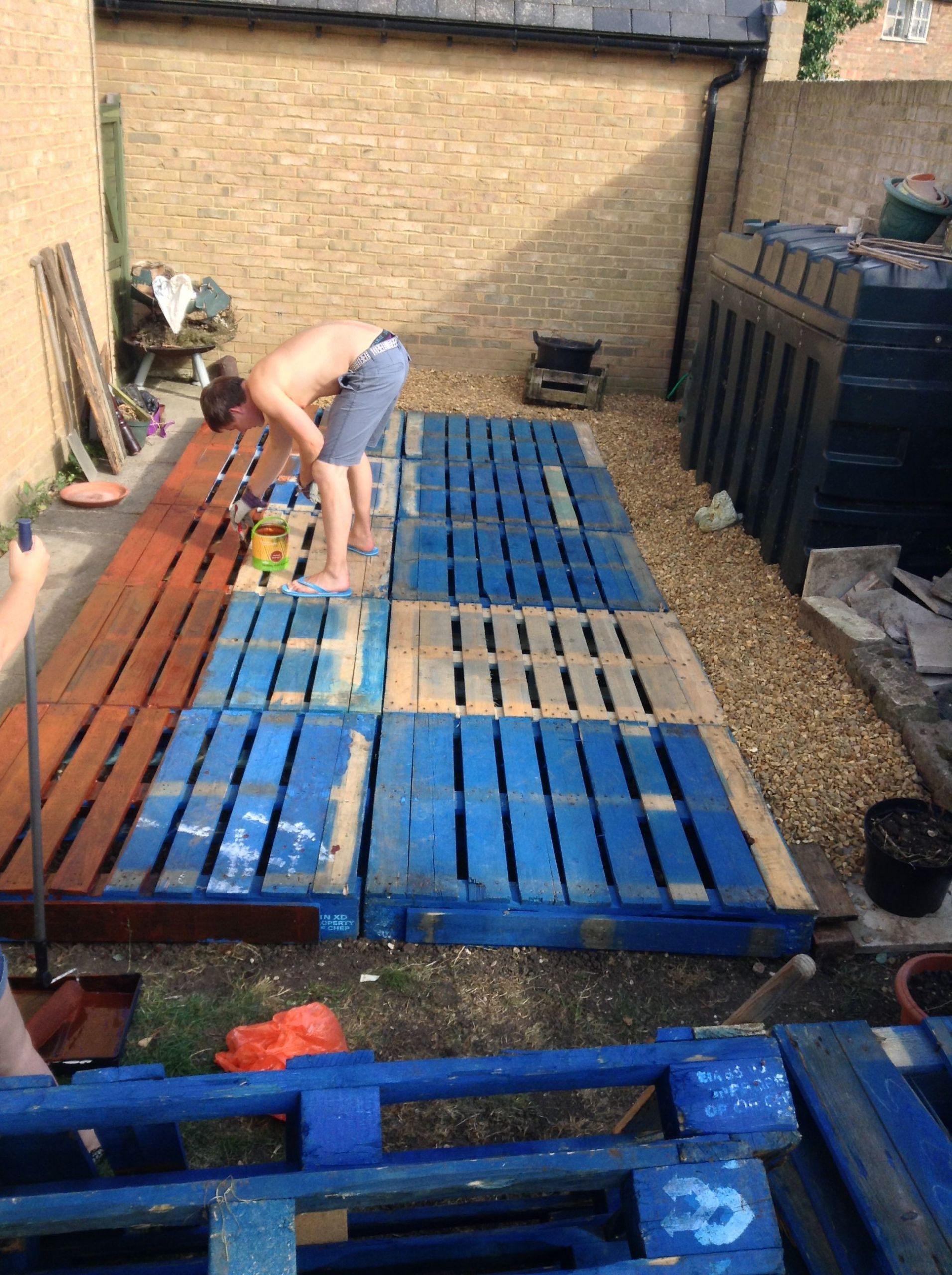 Cost To Paint A Deck
 Simple pallet decking cost a tin a paint