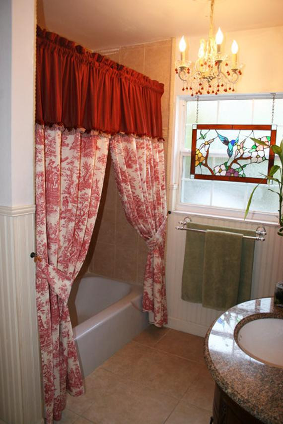 Country Bathroom Shower Curtains
 Items similar to French Country Toile Shower Curtain or