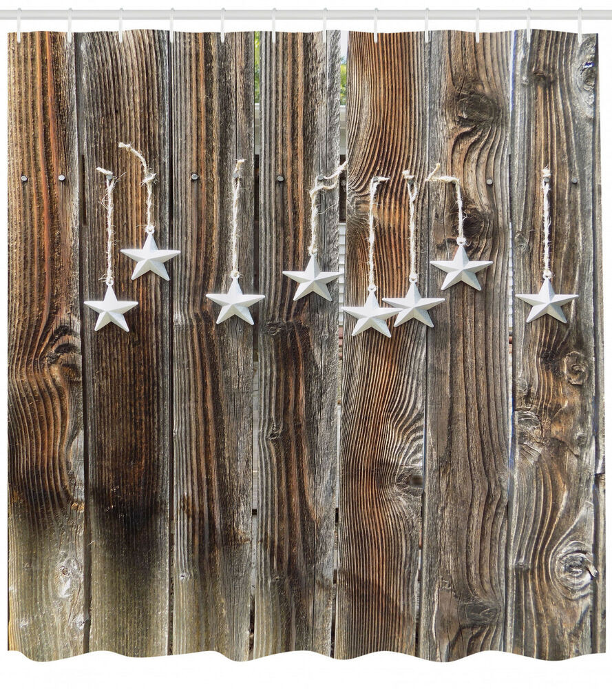 Country Bathroom Shower Curtains
 Primitive Country Shower Curtain Silver Stars Print for