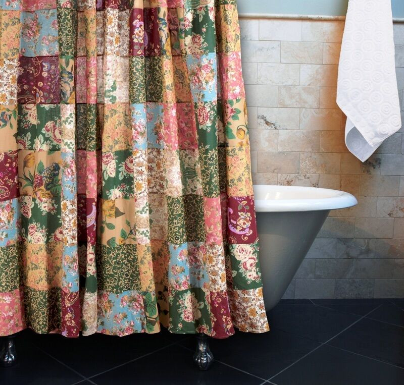 Country Bathroom Shower Curtains
 ANTIQUE COUNTRY PATCHWORK SHOWER CURTAIN BLUE RED