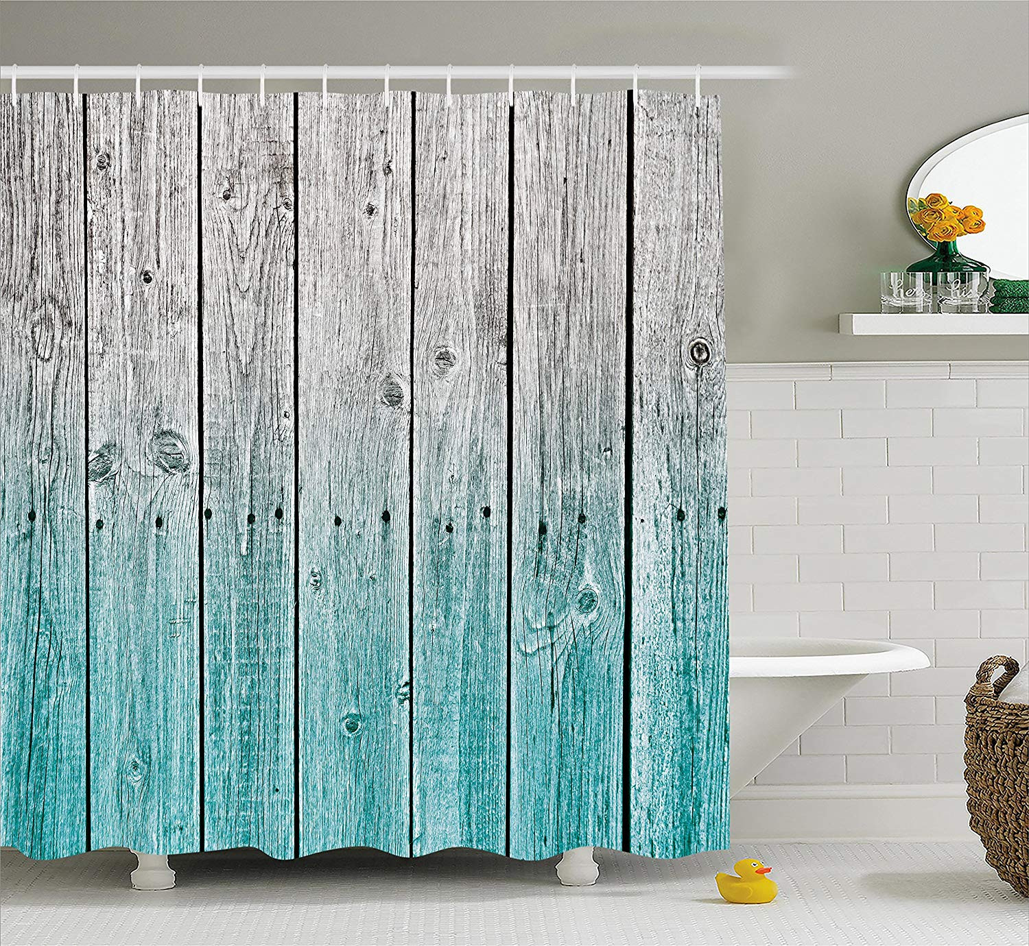 Country Bathroom Shower Curtains
 Rustic Shower Curtain Wood Panels Background with Digital