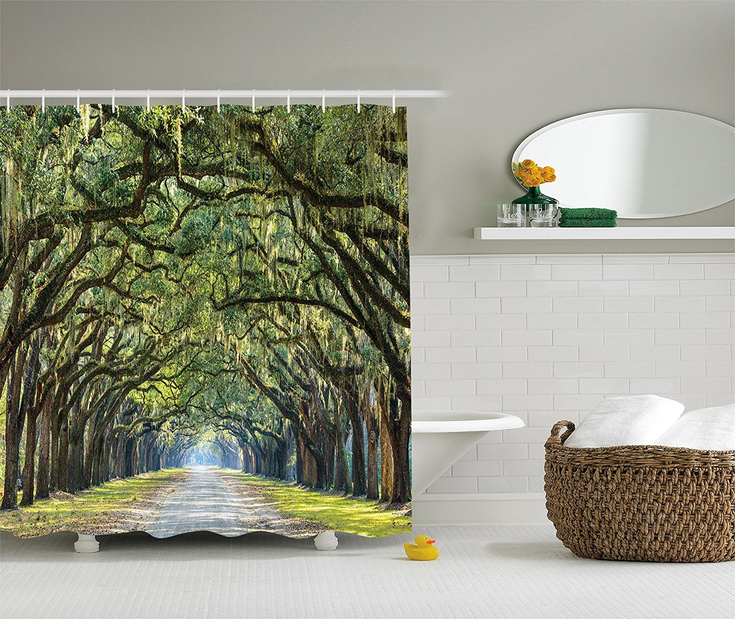 Country Bathroom Shower Curtains
 Forest Shower Curtain Green Woodland Country Tree Branches
