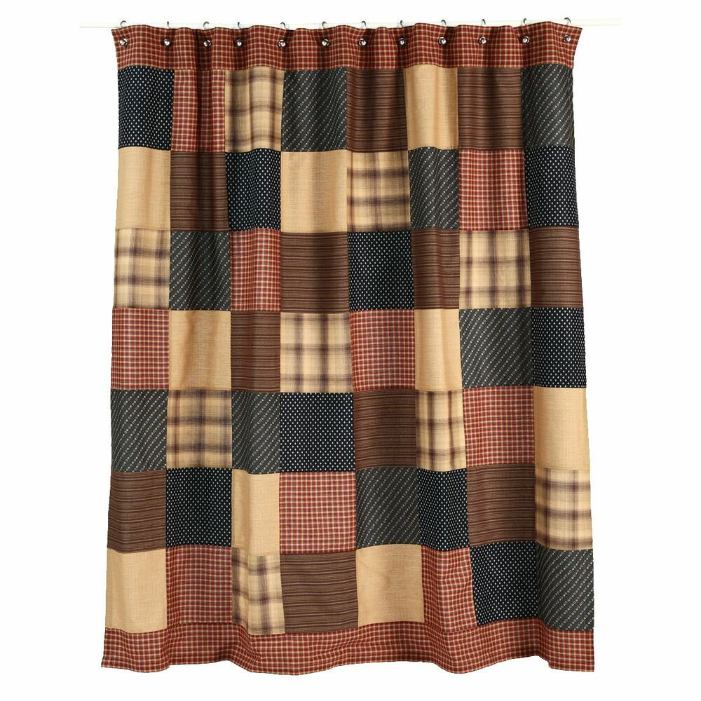 Country Bathroom Shower Curtains
 PATRIOTIC PATCH Shower Curtain Country Rustic Patchwork