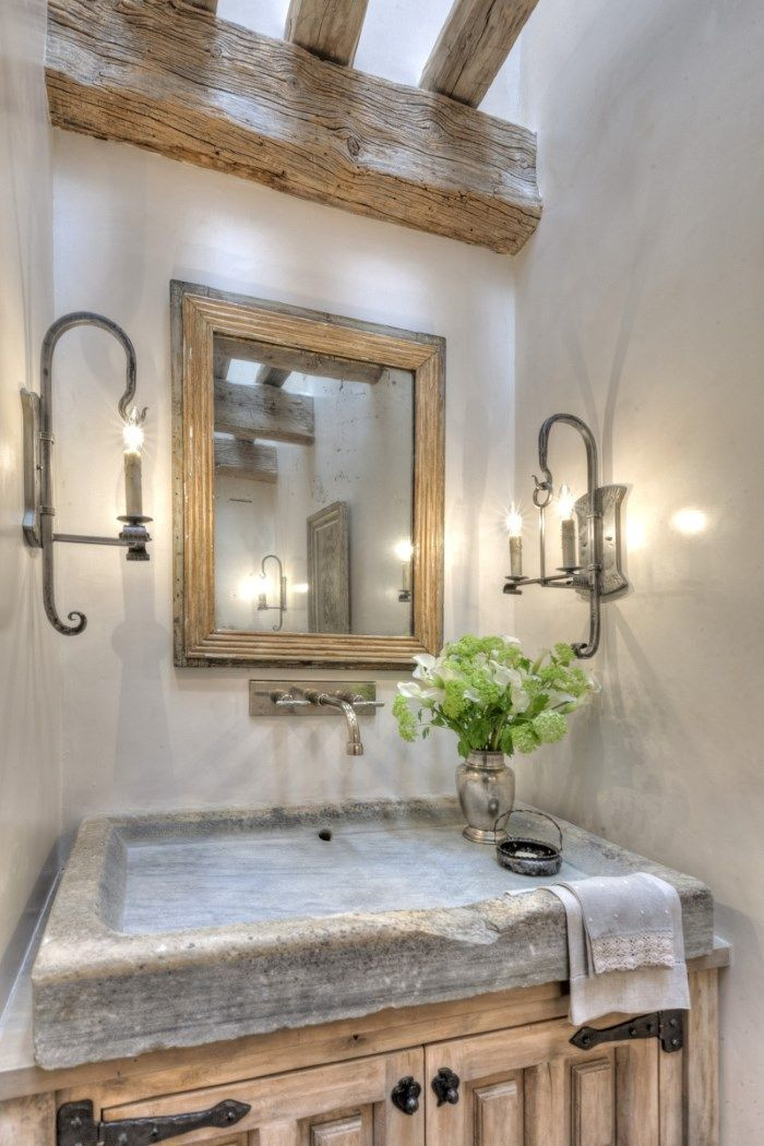 Country Bathroom Sinks
 Rustic country bathroom with a shallow stone sink and