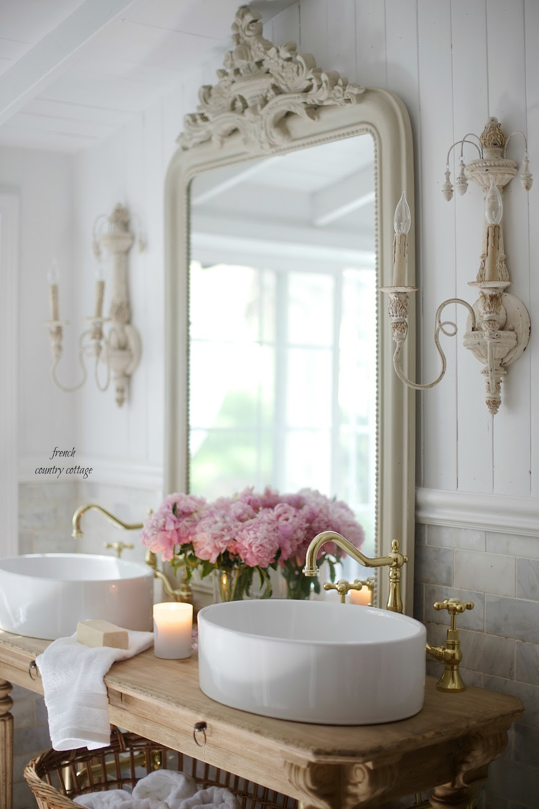 Country Bathroom Sinks
 Elegant French cottage bathroom renovation peek & why I am