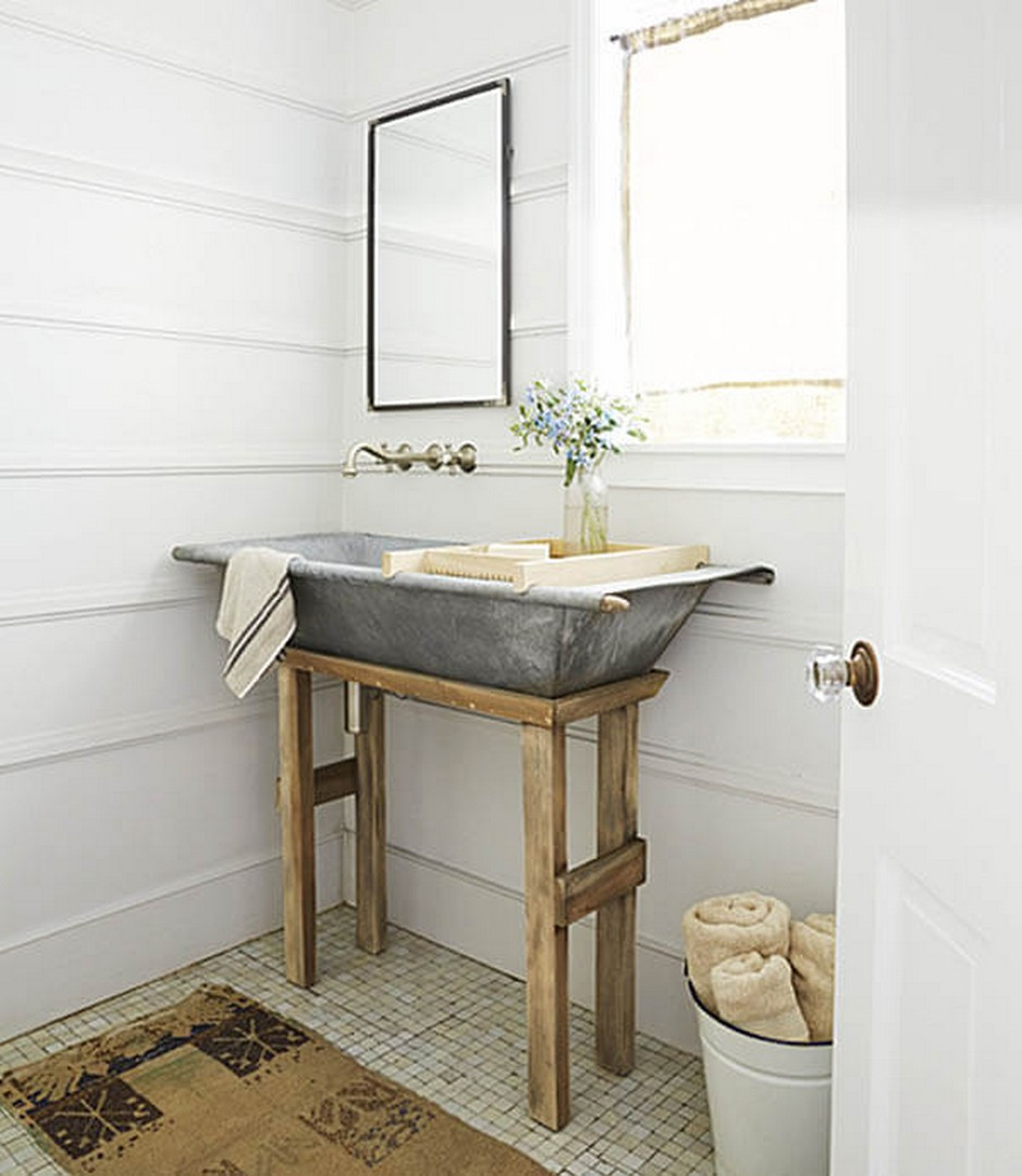 Country Bathroom Sinks
 32 Farmhouse Small Bathroom Remodel and Decorating Ideas