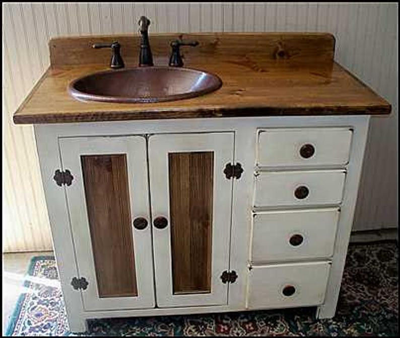 Country Bathroom Sinks
 Rustic Farmhouse Vanity Copper Sink 42 f white