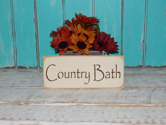 Country Bathroom Wall Decor
 Bathroom Sign Country Bath Wall Decor Cottage Chic Country