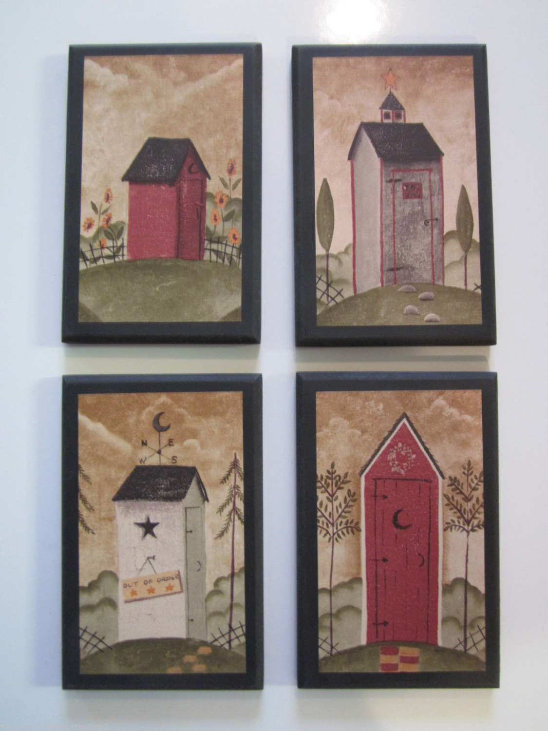 Country Bathroom Wall Decor Lovely Outhouses 4 Wall Decor Plaques Rustic Country Bath