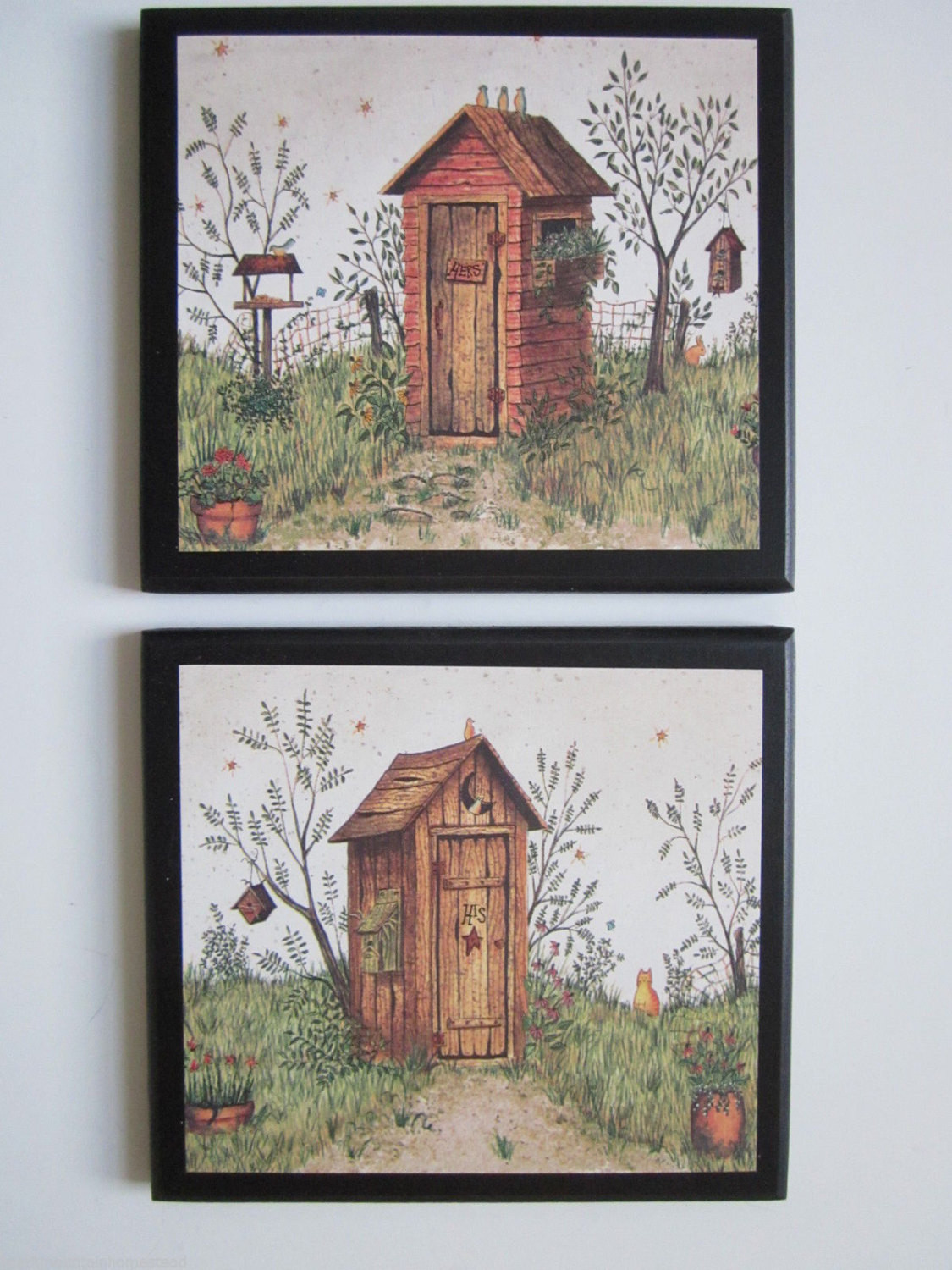 Country Bathroom Wall Decor
 Outhouses for country bath His & Hers Rustic Lodge Wall