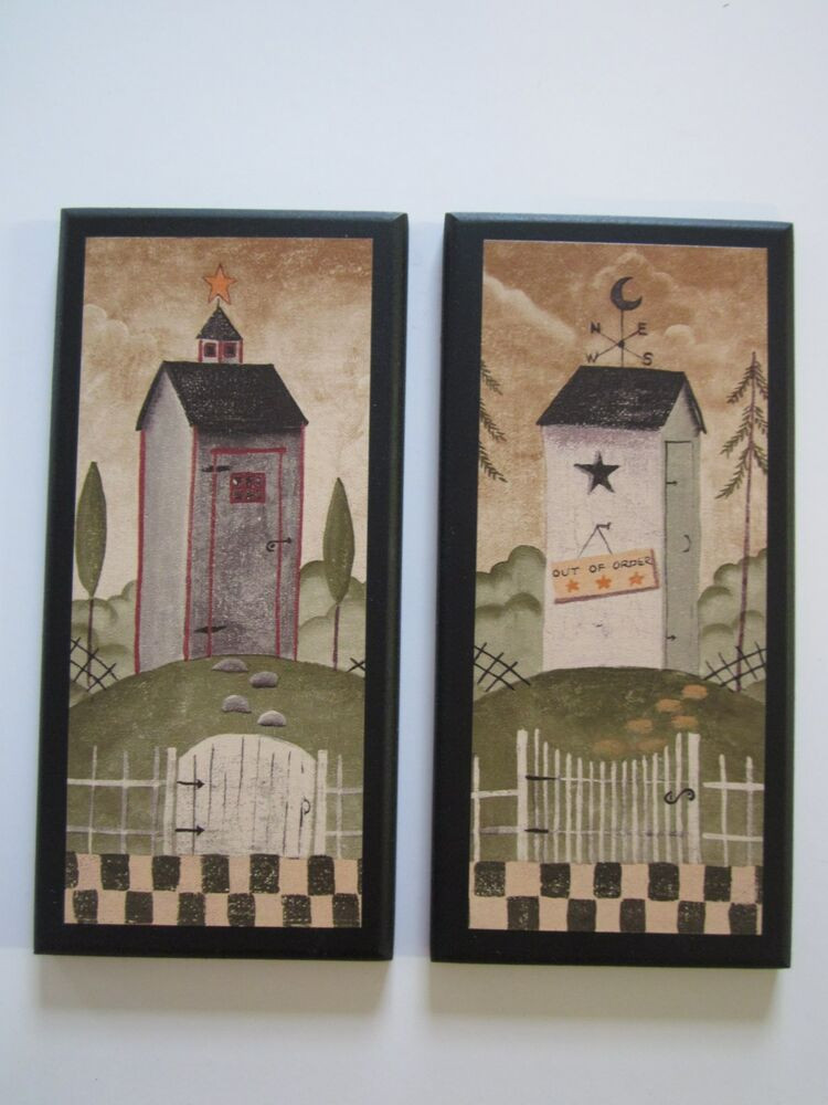 Country Bathroom Wall Decor
 Outhouses 2 Rustic Lodge Bath Wall Decor primitive country