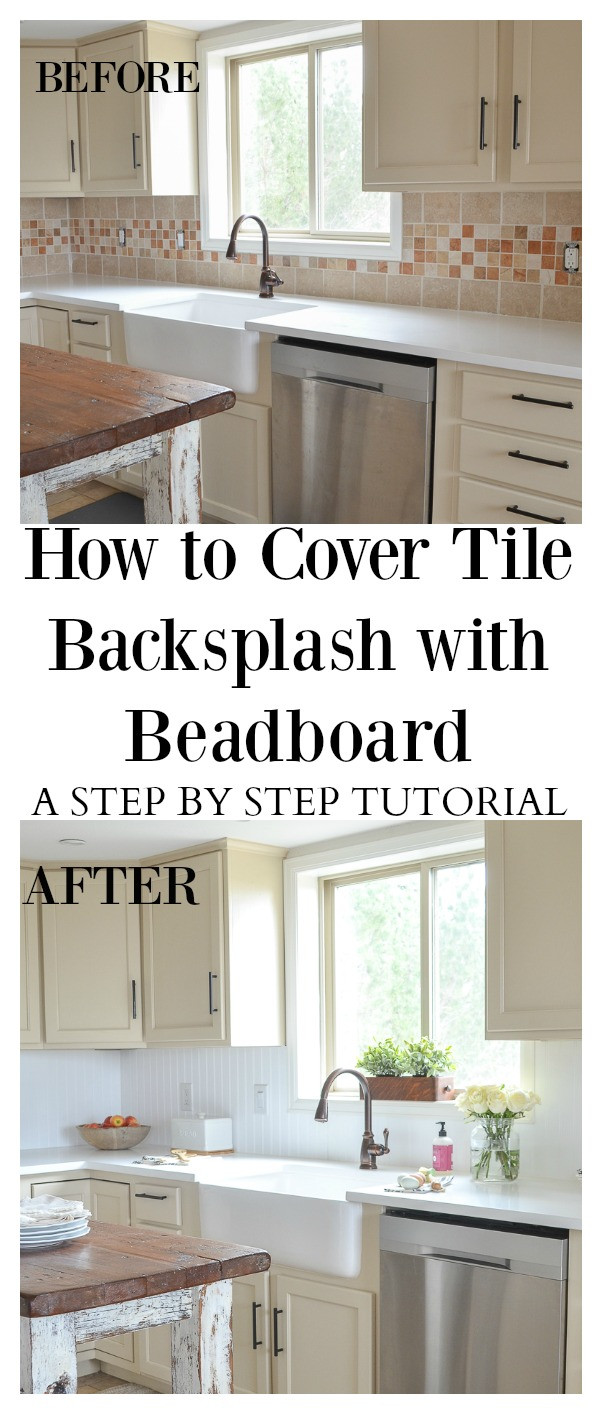 Cover Bathroom Tile
 How to Cover Tile Backsplash with Beadboard