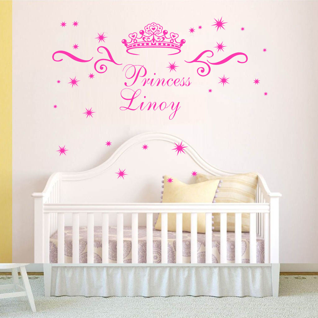 Crown Decor For Baby Room
 Princess Crown Wall Decal Vinyl Custom Name Girls Room