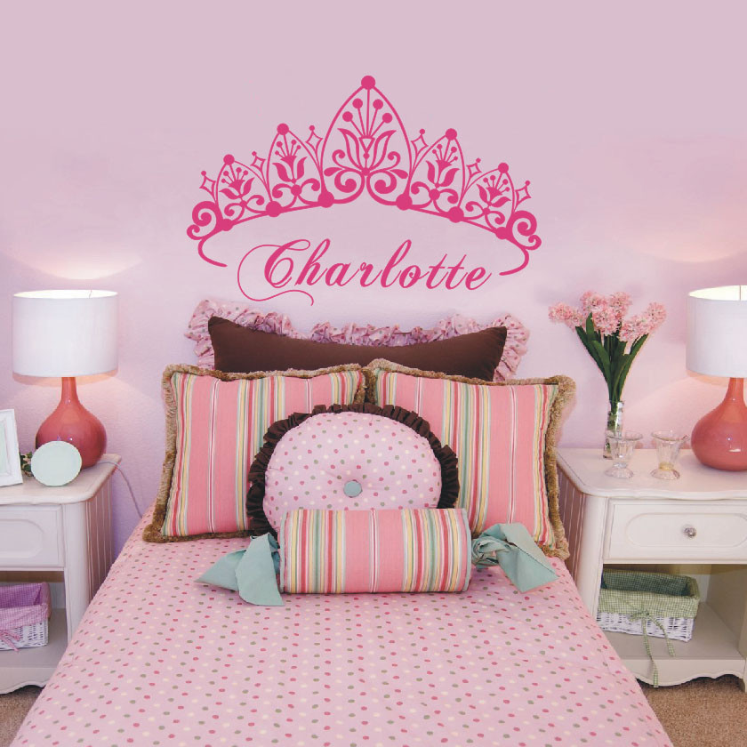 Crown Decor For Baby Room
 Baby Girl Crown Wall Sticker Custom Princess Name Decals