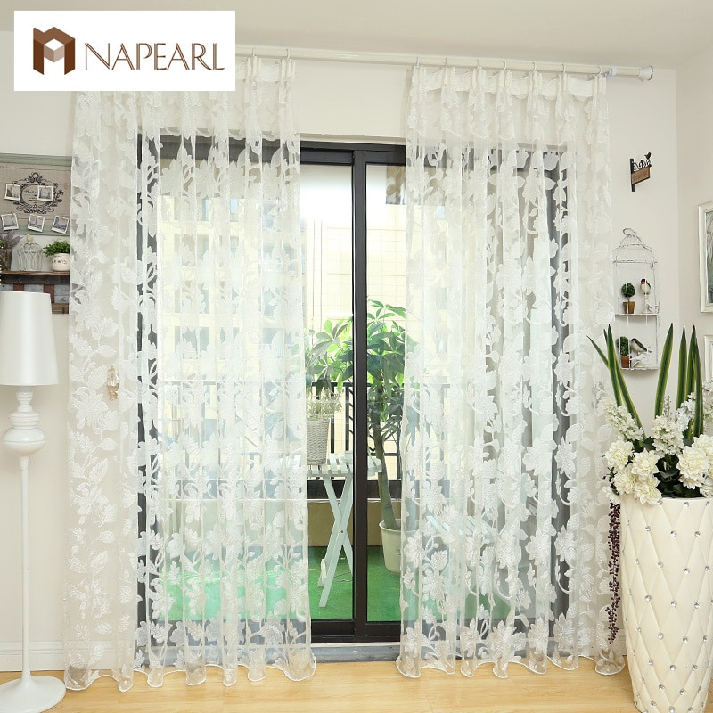Curtains For Kitchen Door
 Tulle curtains floral design window treatments white