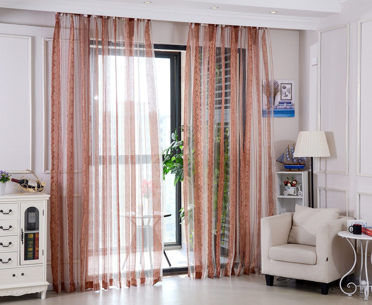 Curtains For Living Room Windows
 MYRU High Quality Embroidered Sheer Curtains red striped