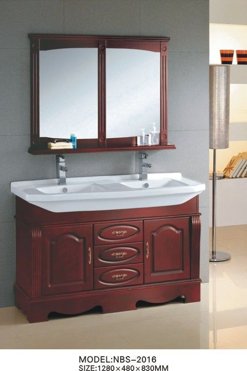 Custom Size Bathroom Vanity
 Cherry color traditional double sink vanity custom