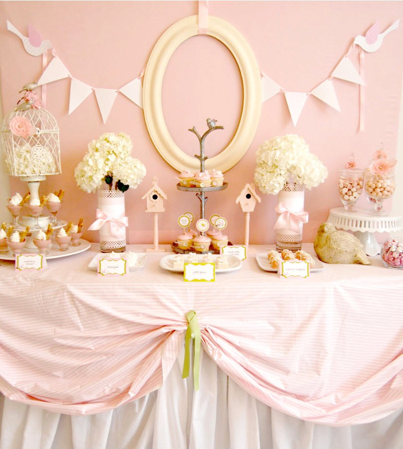 Decorating Ideas For Girl Baby Shower
 Pink Bir Baby Shower guest feature Celebrations at Home