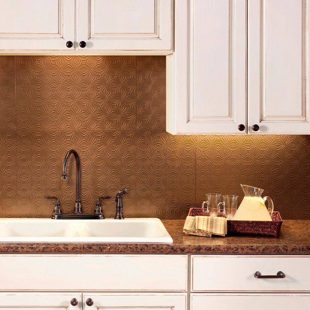 Decorative Kitchen Backsplash
 Fasade 24 in x 18 in Lotus PVC Decorative Tile
