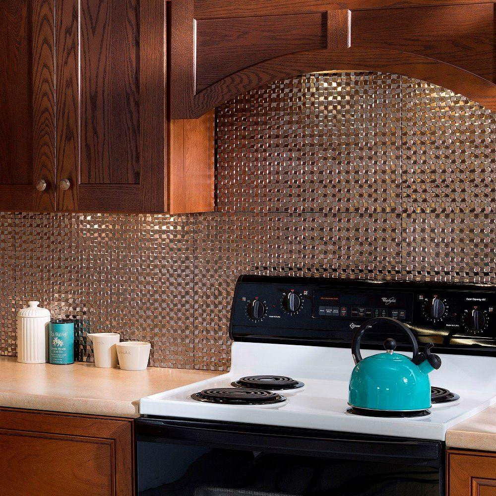 Decorative Kitchen Backsplash
 Fasade 24 in x 18 in Waves PVC Decorative Tile