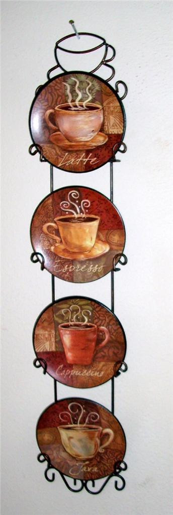 Decorative Plates For Kitchen Wall
 4 PIECE COFFEE HOUSE BISTRO CAFE WALL PLATE RACK SET DECOR