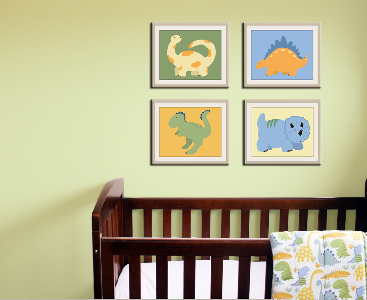 Dinosaur Baby Room Decor
 Dinosaur Prints baby nursery art 11x14 modern prints by
