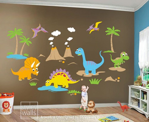 Dinosaur Baby Room Decor
 HUGE Set Dino Dinosaurs Baby Nursery Kids Playroom Sticker
