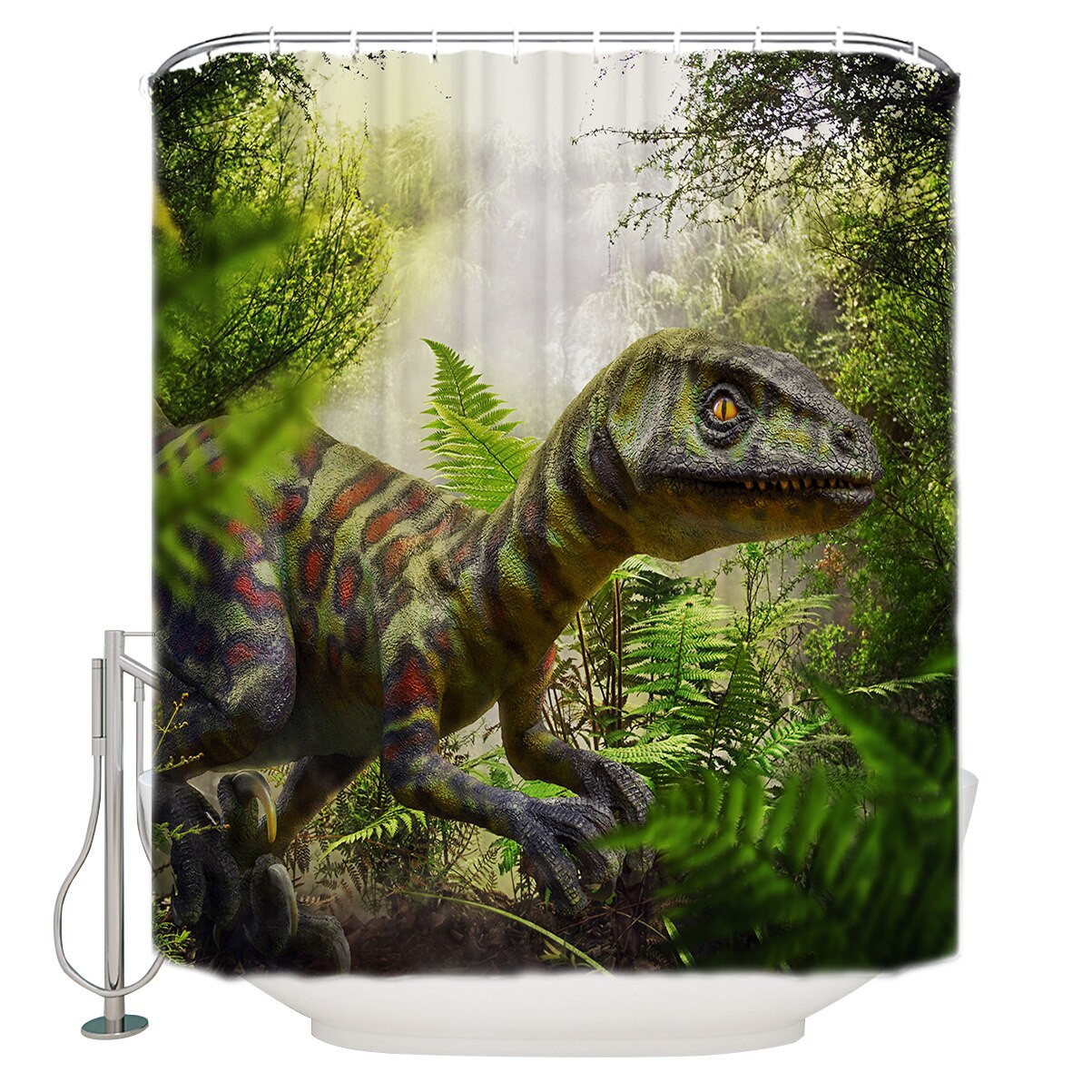 Dinosaur Bathroom Decor
 Dinosaur Saber Toothed Dragon Green Jungle Ancient