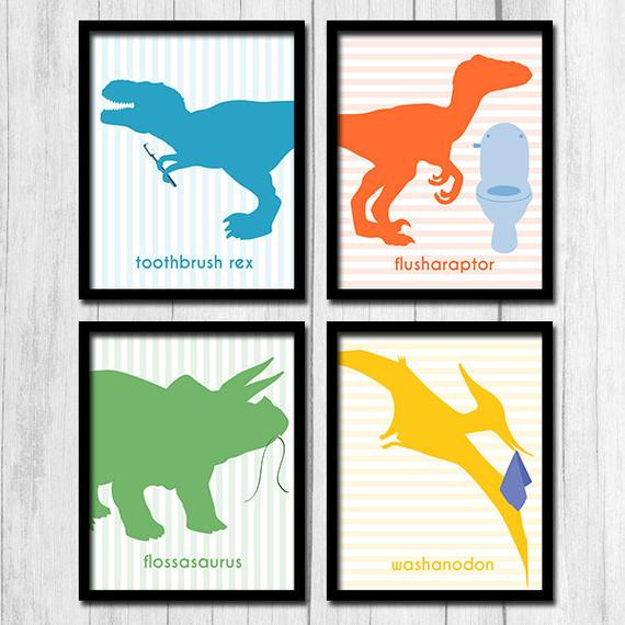 Dinosaur Bathroom Decor
 Dinosaur Bathroom Wall Decor Digital Download Ideas For Kids