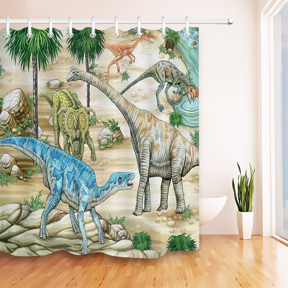Dinosaur Bathroom Decor
 Prehistoric Dinosaur Fabric Shower Curtain Waterproof