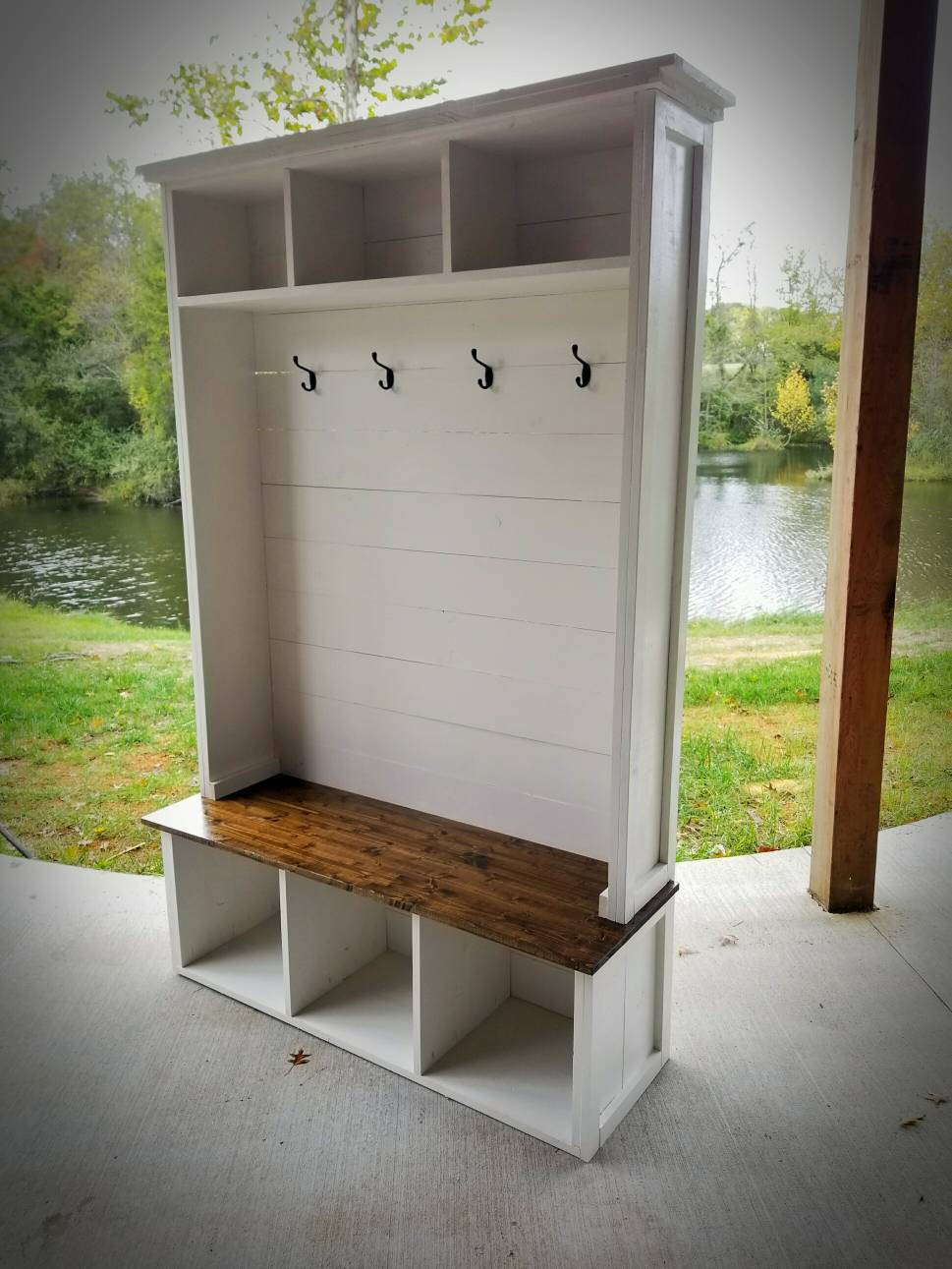 Diy Hall Tree Storage Bench
 Hall Tree with Bench and storage Low Shipping Farmhouse